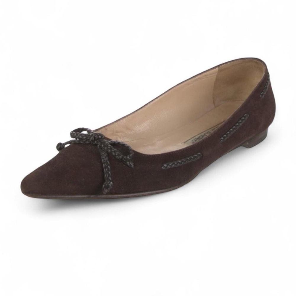 Manolo Blahnik Dark Brown Flats with Bow Detail